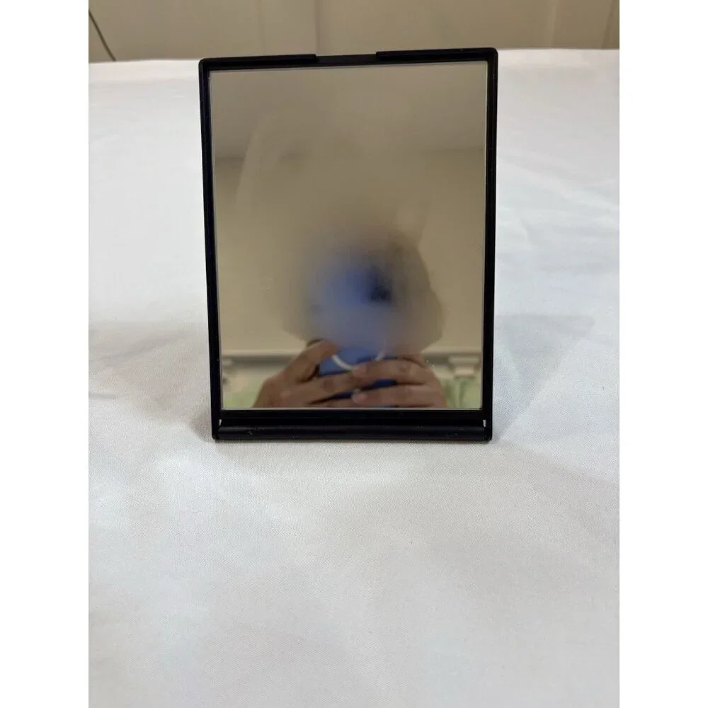 ESTEE LAUDER TRAVEL COSMETIC STAND UP FOLDING MIRROR NAVY BLUE 6”x 4”